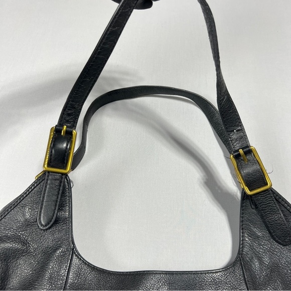 ELLIOT LUCCA Black Leather Tote Hobo Shoulder Bag Tassel Gold Stud Biker Boho - Picture 7 of 14